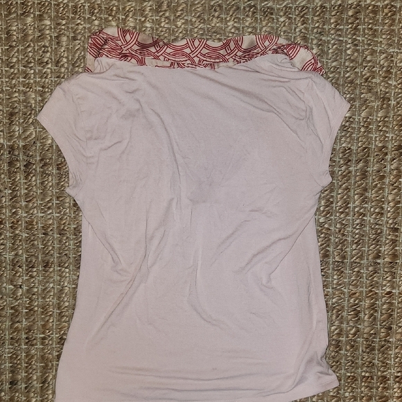 Bebe White and Pink Ruffled Fitted T-Shirt - Picture 4 of 4